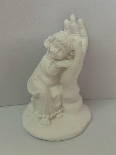 Mano de Dios con una niña de color blanco 10cmx6cm